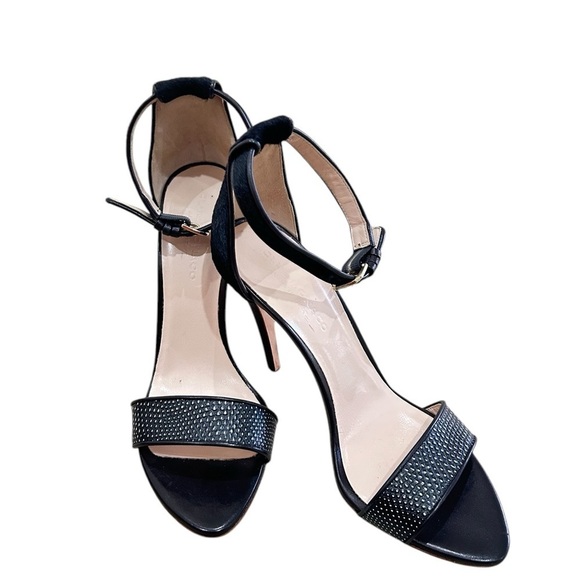 Club Monaco Casey Black sandal 4.5 inch Heels calf fur & leather Italy EU 40.5 - Picture 3 of 9